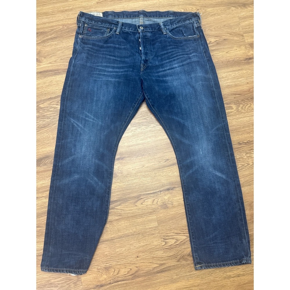Polo Ralph Lauren Varik Slim Jeans Mens 40x30 Dark Indigo Roebling Wash Distress
